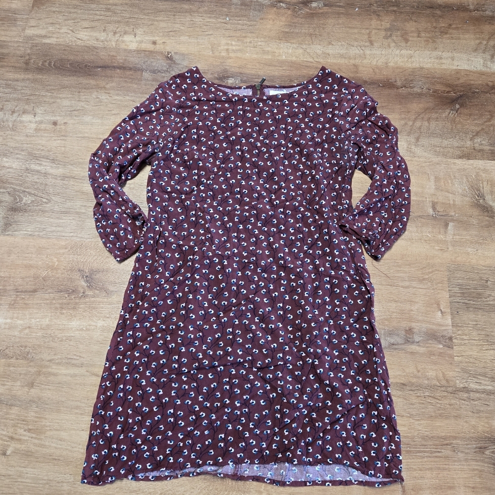 Old Navy Burgundy Multicolored Sheath Dress with Long Sleeves Small  Fall